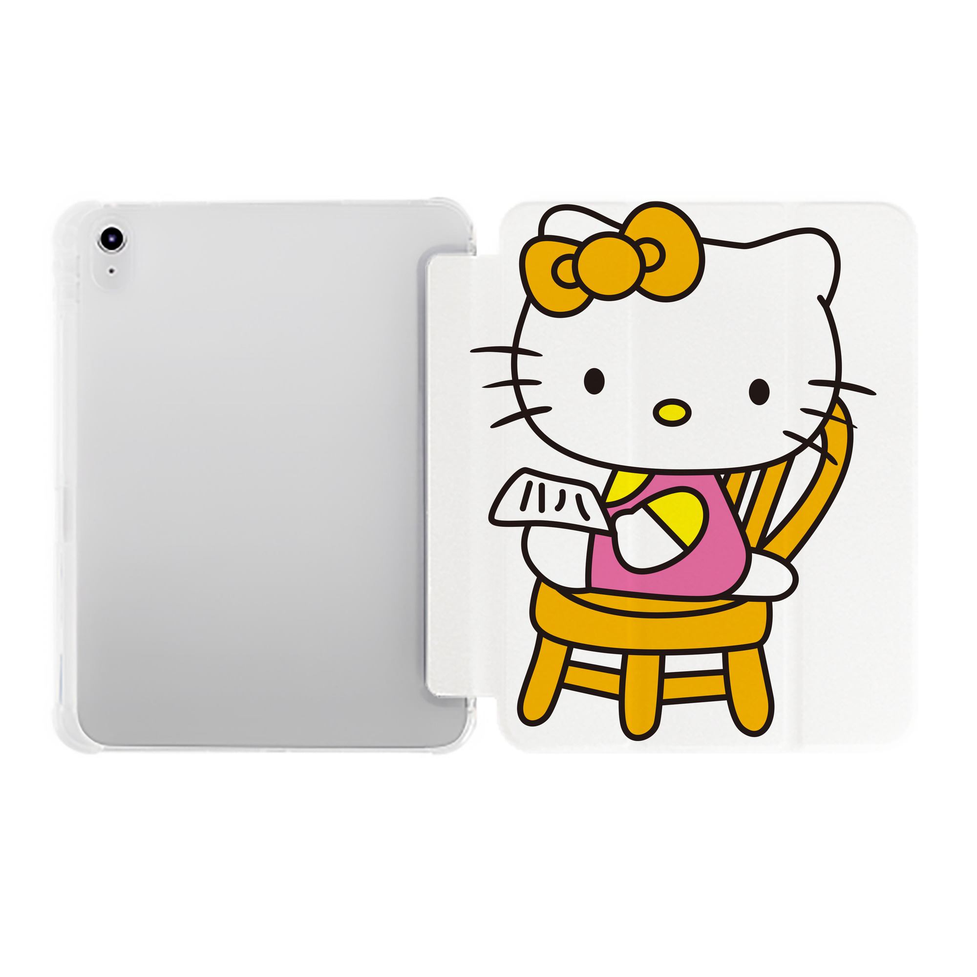 （画像用） Hello Kitty ハローキティ IPad ケース ペン収納付き 三つ折りスタンド PUレザー×シリコン 対応機種9.5/10.5/10.9インチ